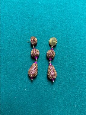 Vince Camuto Pink and Gold Beaded Drop Earrings